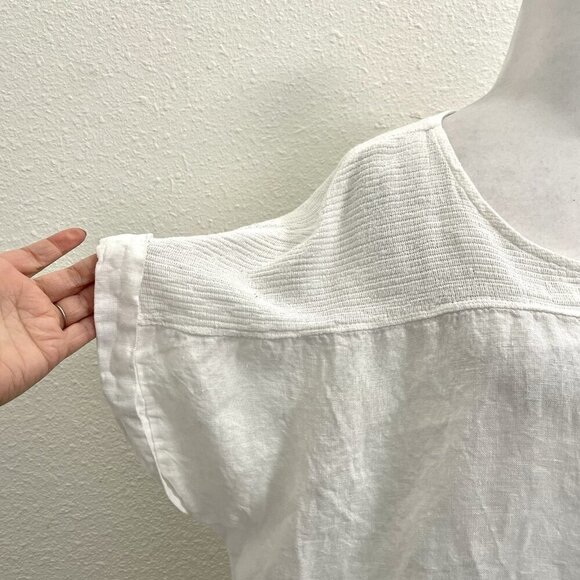 Lungo L’arno 100% Linen Tunic Short Sleeve Top White Blouse size 2X - Picture 3 of 7